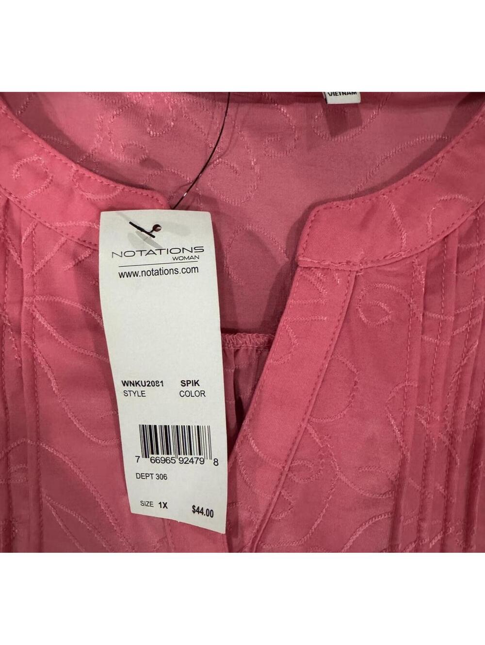 Women’s Notations Pink Ribbed Sleeveless Blouse Size XL New With Tags - Picture 2 of 3